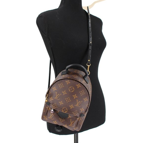 Louis Vuitton Monogram Palm Springs Mini Backpack Brown Black Cowhide Trim Bag - Picture 11 of 13